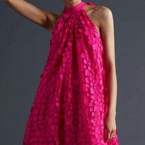 Pink Eva Franco Halter Swing Mini Dress